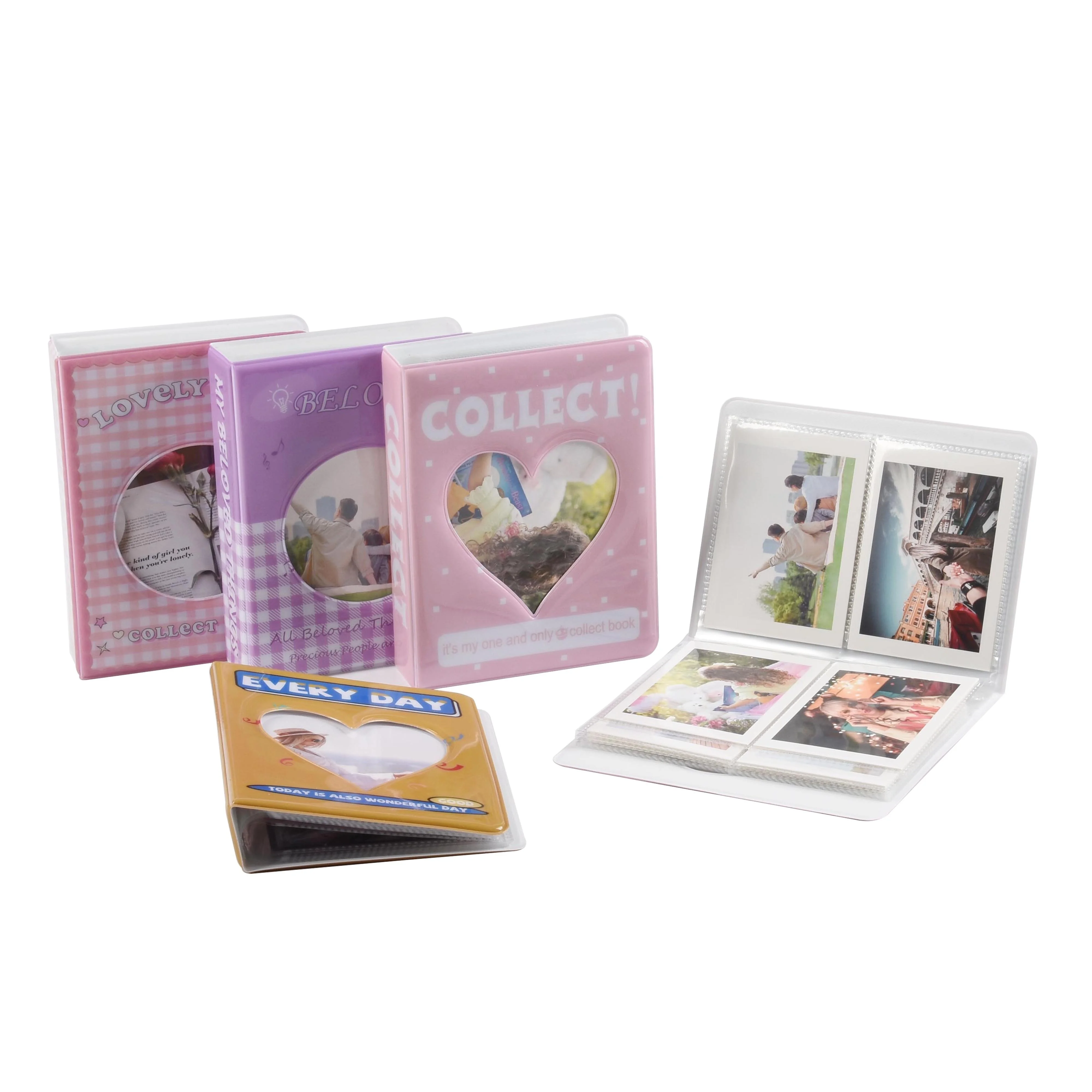 Cute Korean PVC Instax Photo Album Small Kpop Photocard Holder for Fuji Instax Mini Film, Name Card & 3 inch Pictures