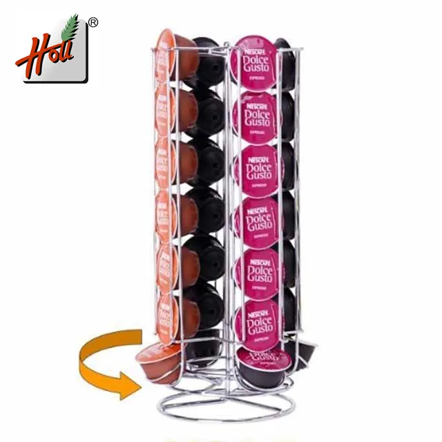 Wholesale  Metal Coffee Pods Holder Chrome Plating Stand Coffee Capsule Storage Rack Dolce Gusto Capsule