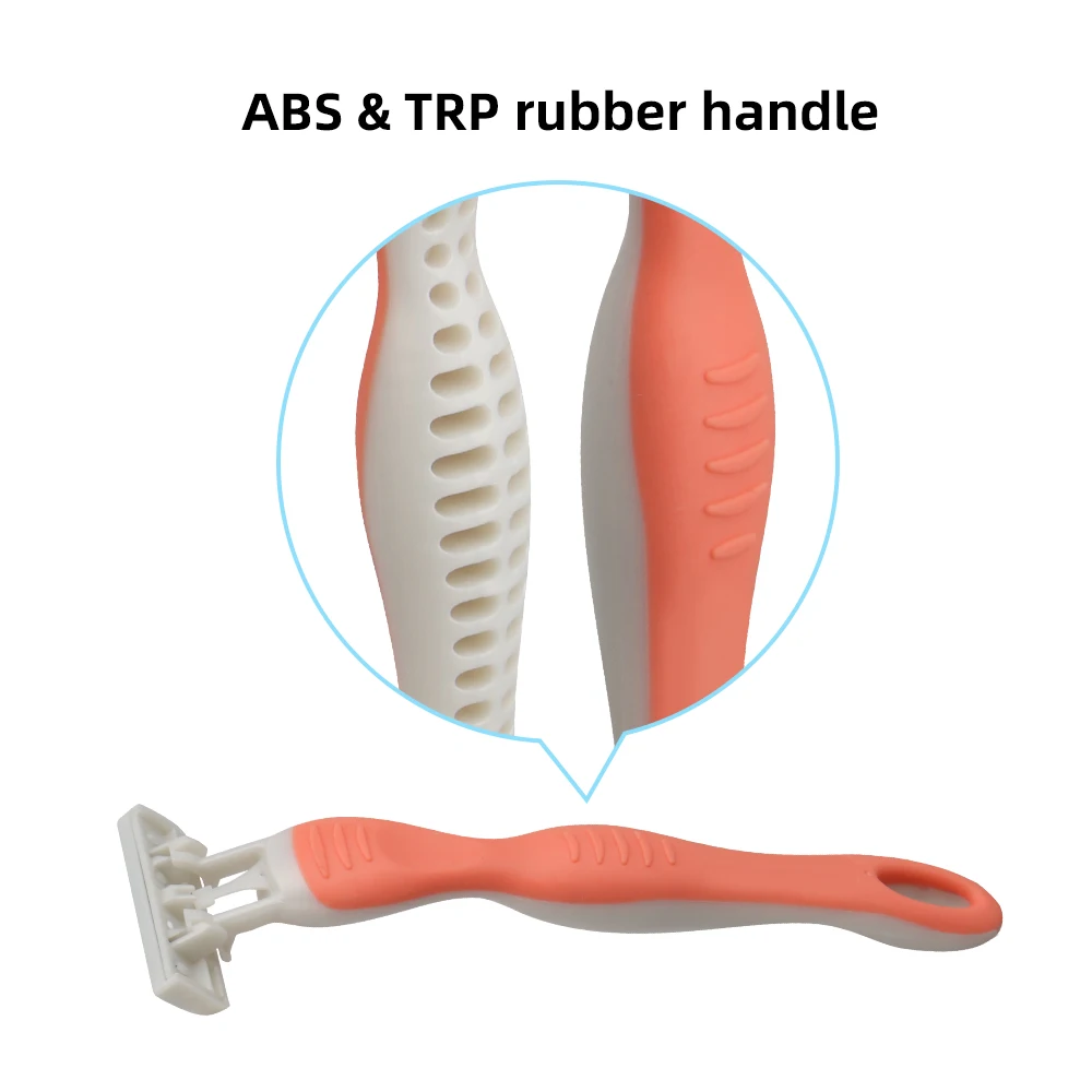 Triple Stainless Steel Blade Pivoting Head with Lubricating Strip Disposable Shaving razor