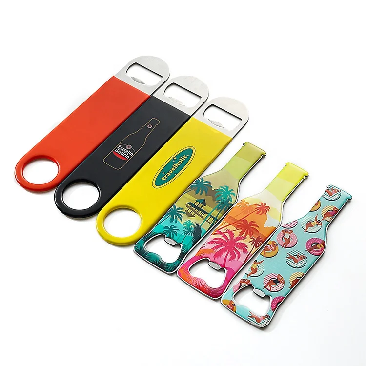 Flat Laser Logo Speed Opener Stainless Steel Beer Bottle Opener Custom Metal Bar Blade