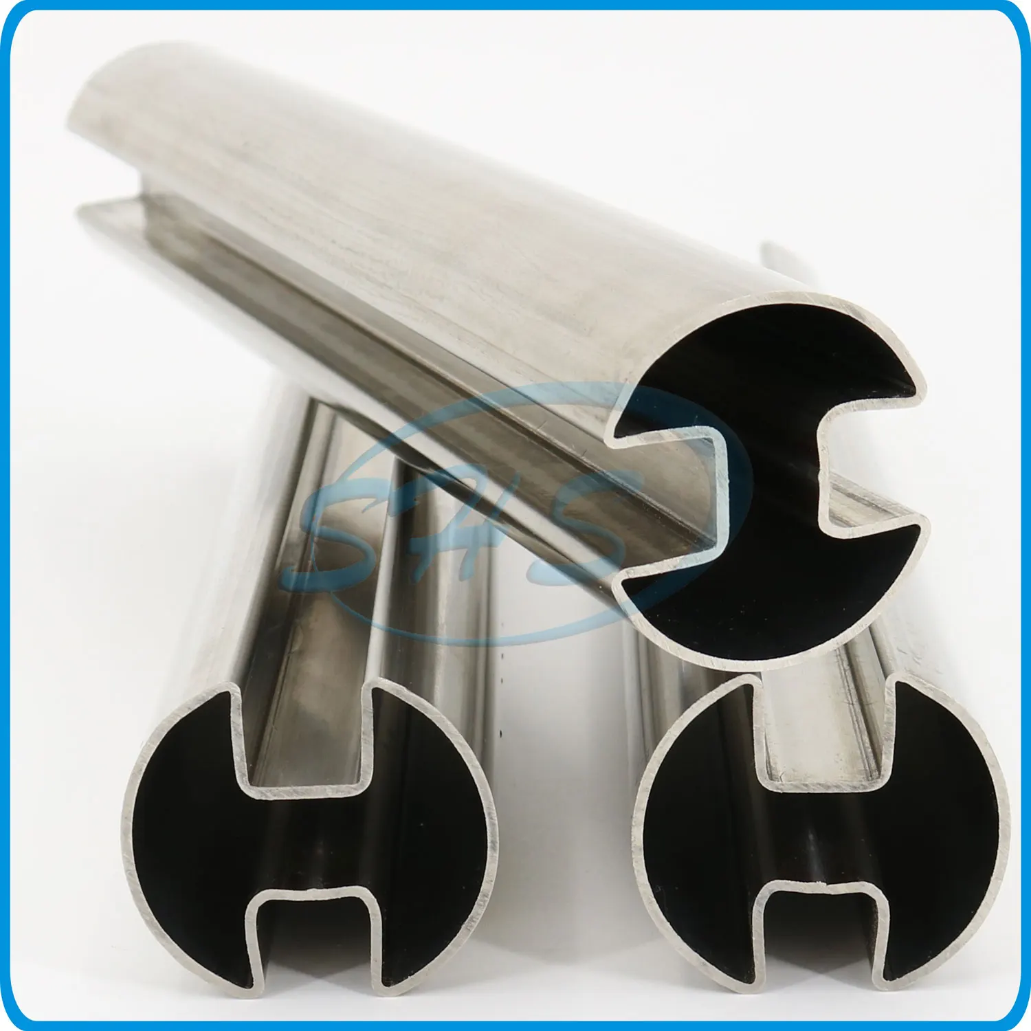 Inox 1.4301 mirror brush high polished stainless steel pipes with single or double slot for glass balustrade system