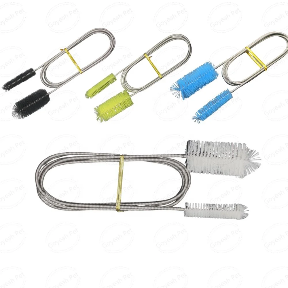 Double Brush Head Aquarium Pipe Cleaning Tool Aquarium Pipe Spring Cleaning Brush
