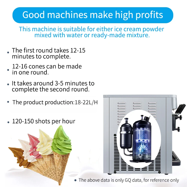 MK-618SCTB Miken commercial automatic stainless steel  flavors  mix Soft Serve  high quality i Ice Cream Machine with air pump