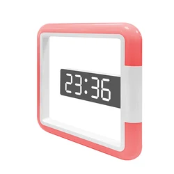 LED Mirror Wall Clock with Remote Control Creative Wall Hanging Digital Clock with Temperature 7 Color RGB Light