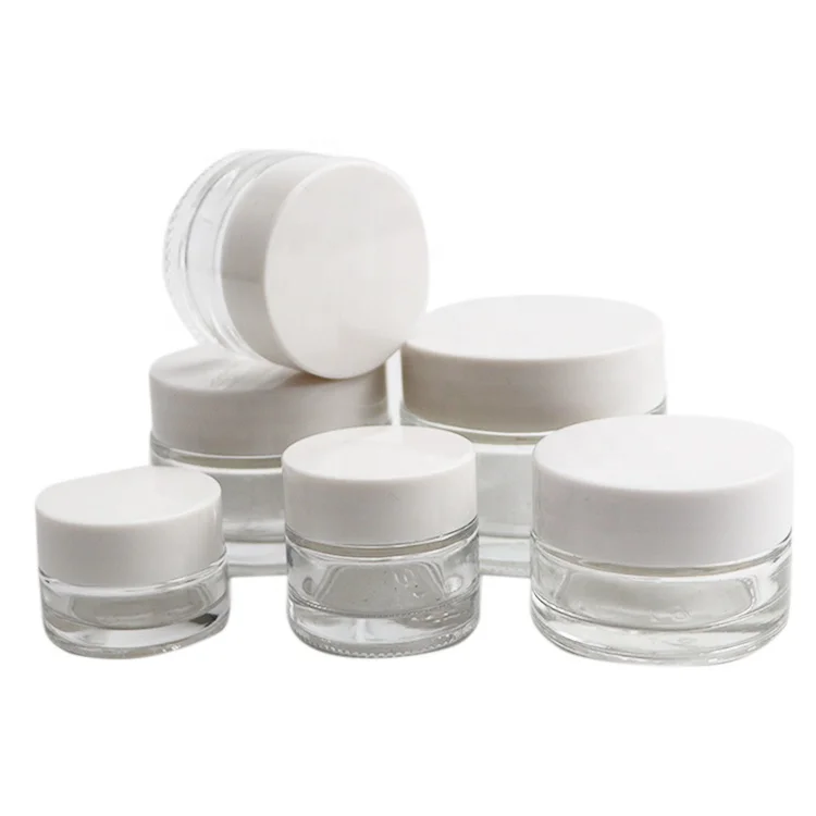 5g 10g 15g 20g 30g 50g 100g cosmetic cream skin care  clear cream glass jar with lid white color