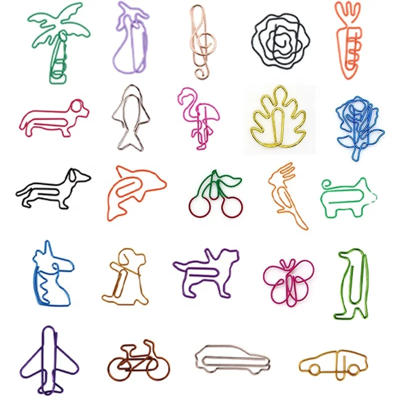 Factory Manufacturer Custom Logo Shaped Cute Assorted Colors bookmarks Planner Clips Metal Paper Clips