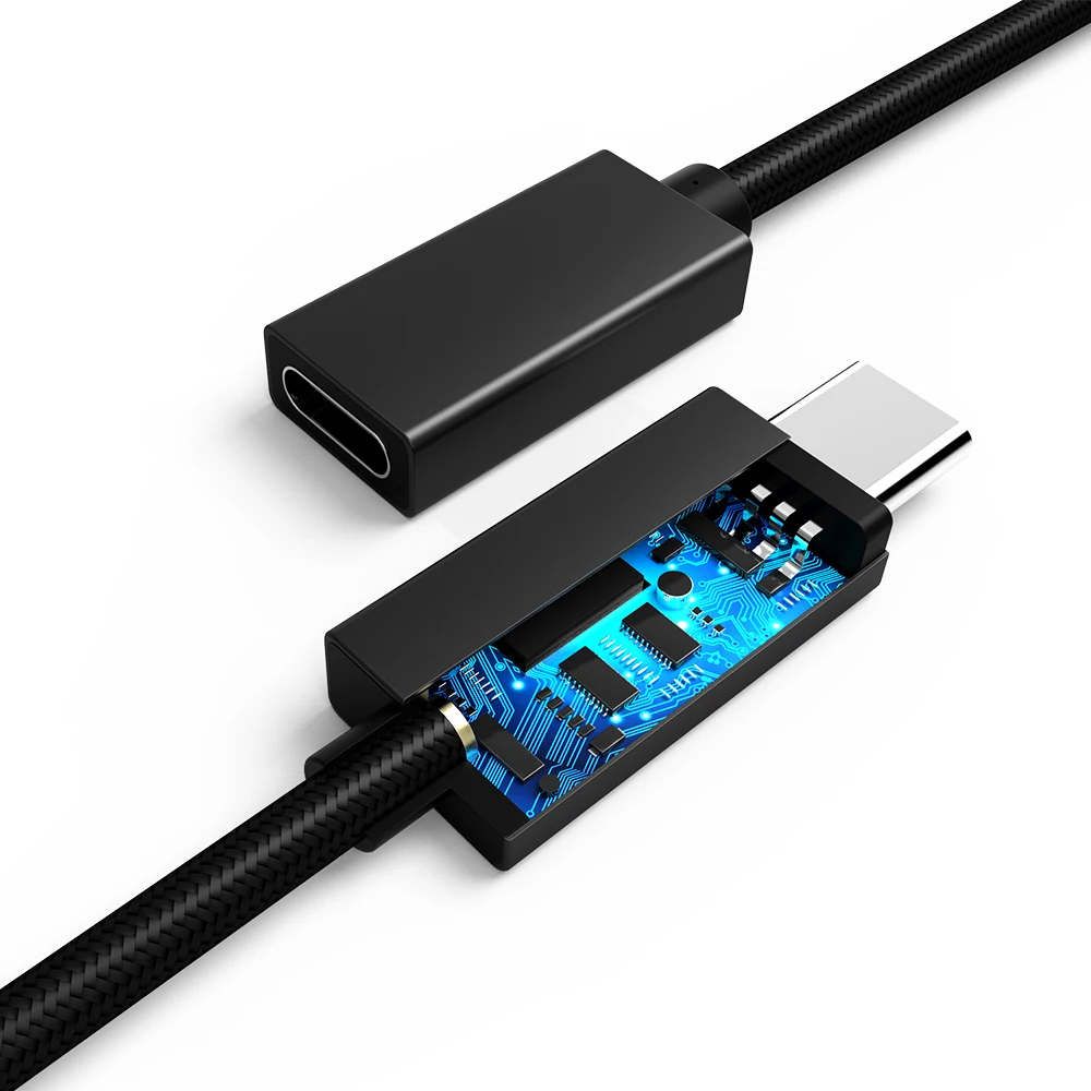 USB 3.1 Braided Male to Female USB-C Extension 10Gbps 4K Display 3A Fast Charging Type C to Type C Cable