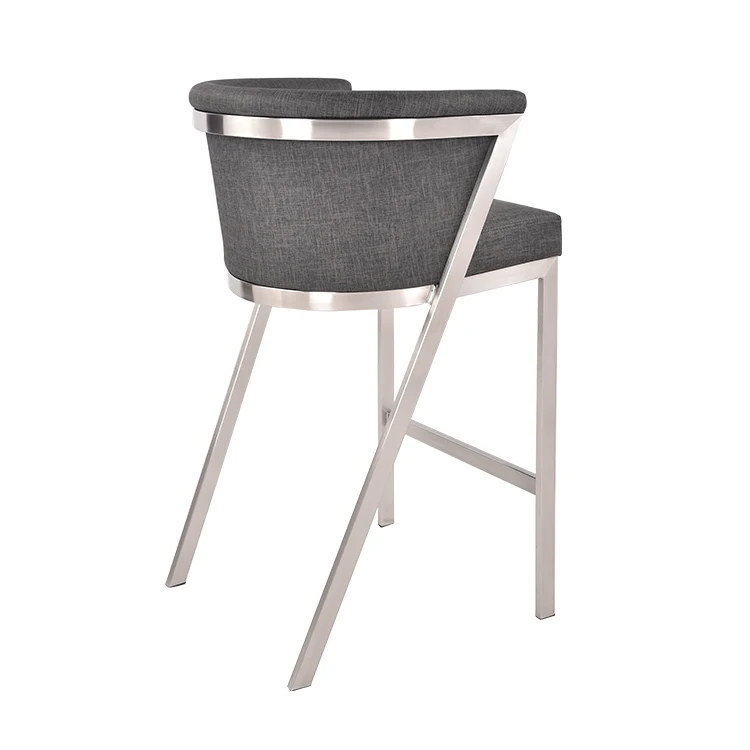 Customized Leather Counter Gray High Furniture Barstool High Back Bar Stool