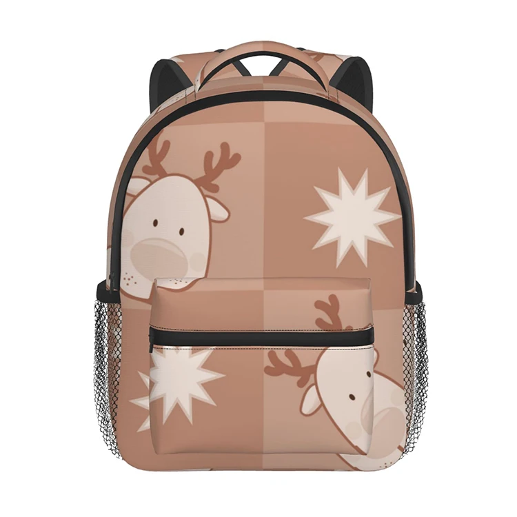 Hot Sale Christmas Gift Cute Deer Full Print Kid School Bags for Children
