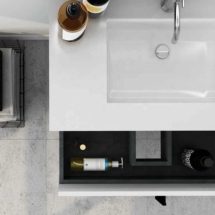 Knock-Down White Lacquer Wall Hung Plywood Bathroom Design Vanity Cabinet