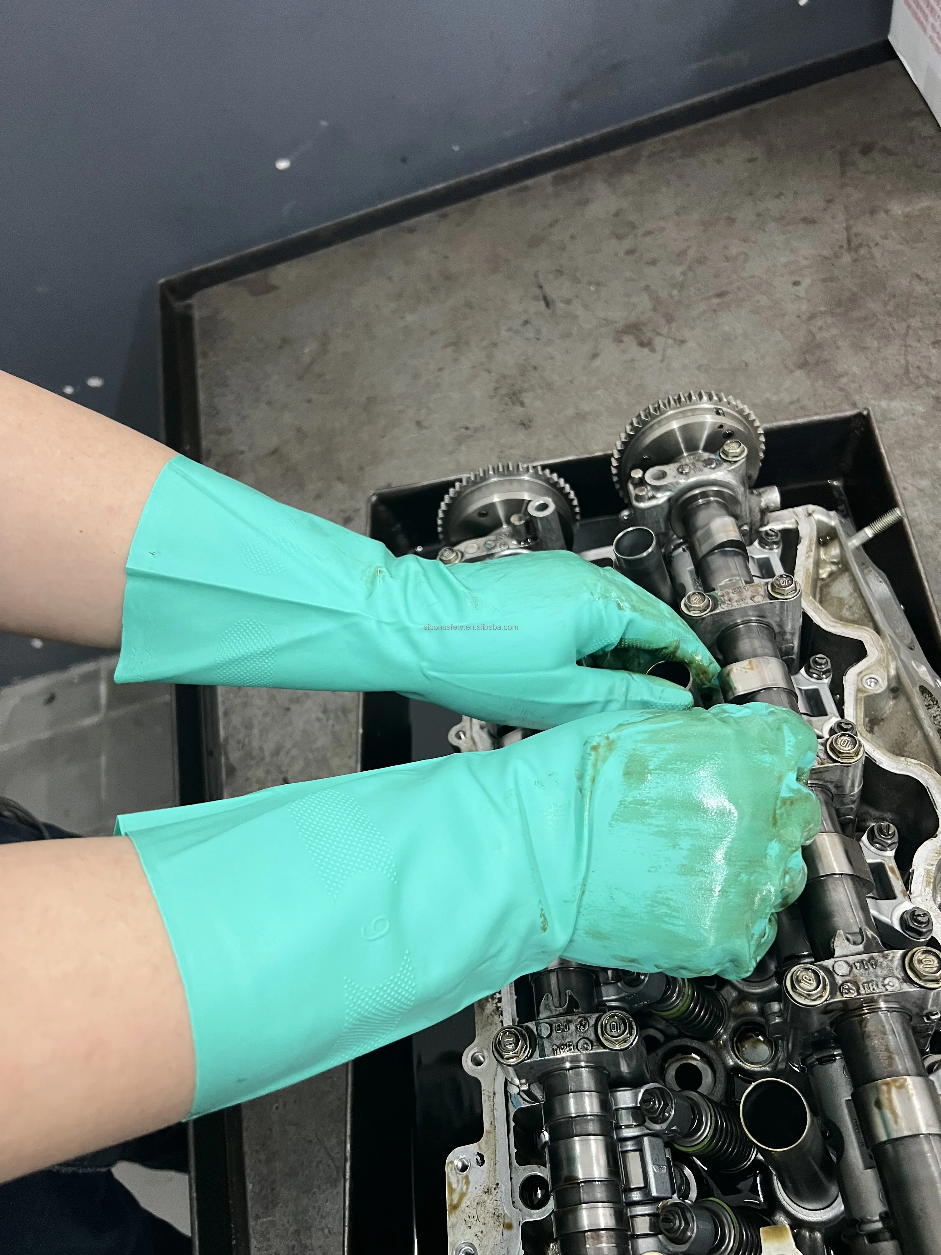 Wholesale High-Risk Long Pure Nitrile Gloves with Non-Slip Feature,  for Industrial and High-Risk Work Environments