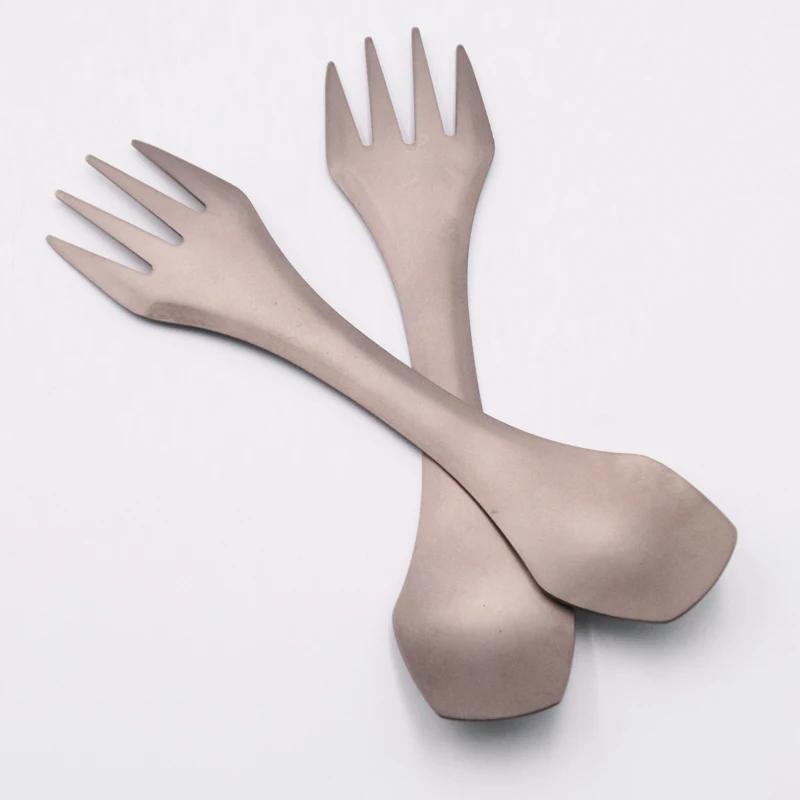 Открытый Кемпинг титана 2 в 1 ложки вилки чашки для чая и кофе Ложки Посуда