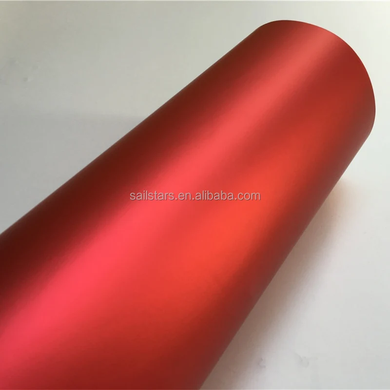 Satin Matte Chrome Red Vinyl Wrap Bubble Free For Car Wrapping 1.52*18m