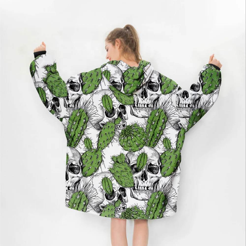 0 MOQ Custom Wearable Hoodie Oodies Blanket Ultra Soft Fleece Sherpa TV Cozy Blanket