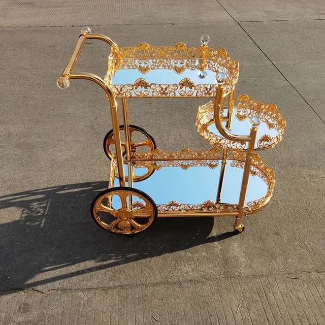 2022 New Design Fancy Wine Trolley With Wheels And Crystal Decoration