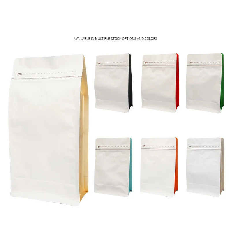 IMEE Universal Colorful Eight Side Seal Self-standing Coffee Bean Packing Bag One-way Exhaust Valve Aluminum Foil Coffee Bag