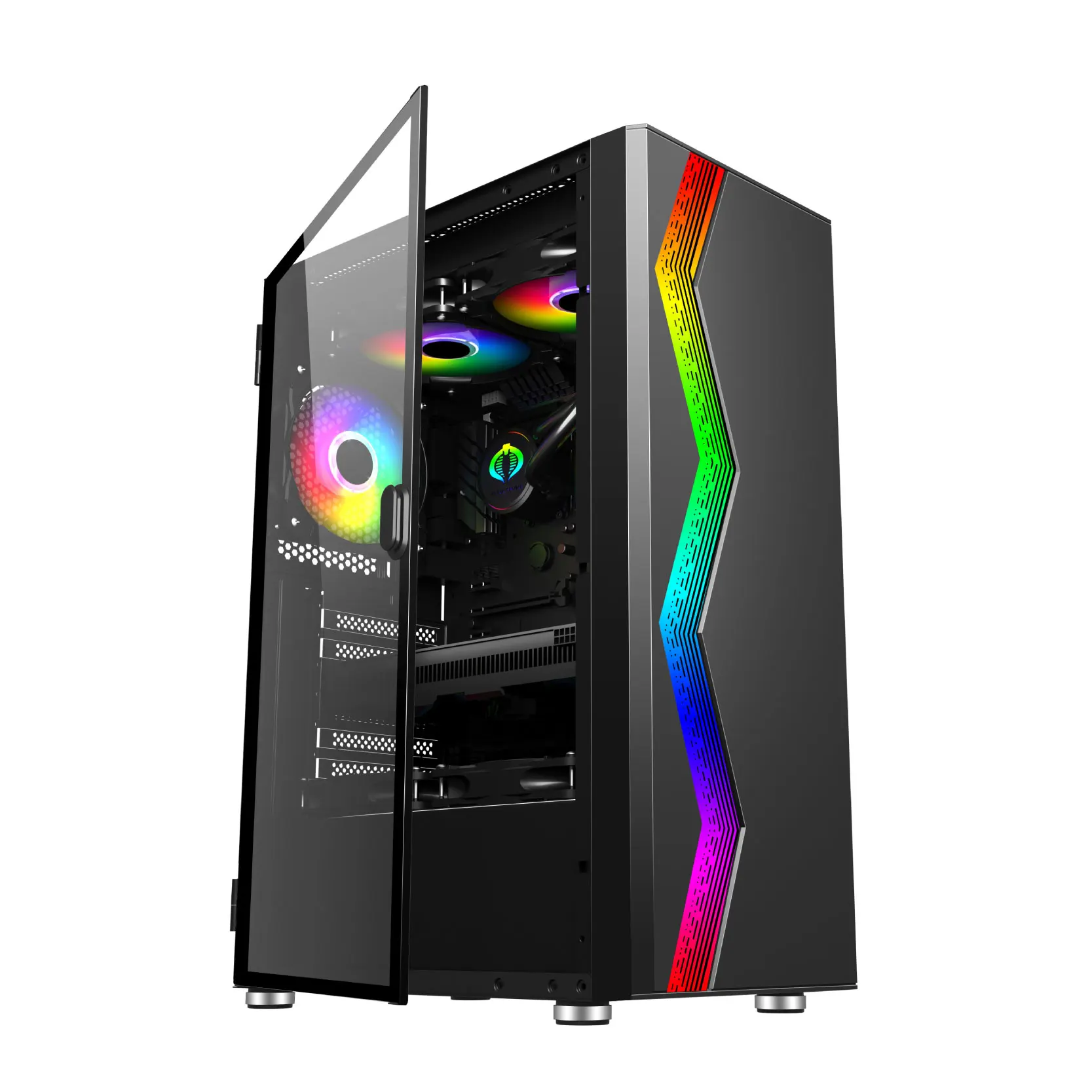 OEM ATX MID Tower PC игровой корпус из закаленного стекла, боковая панель, система управления кабелем, водяное охлаждение, черный
