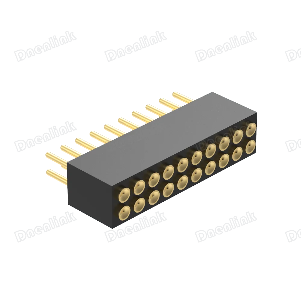 Dnenlink 1.27mm pitch Double Row H4.0mm Straight DIP Concave Bottom Type Female Pogo Pin Connector