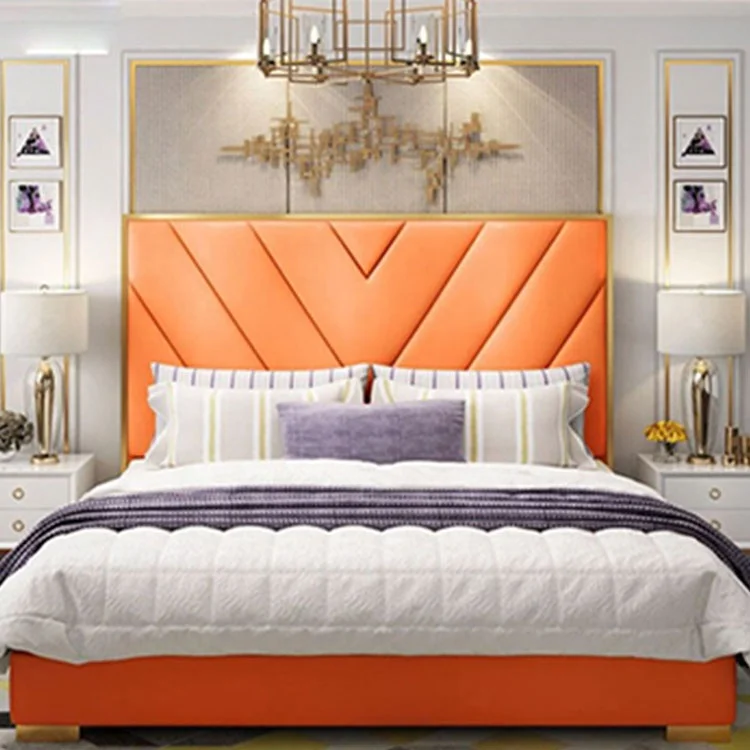 
wedding stainless steel frame double king size and single fabric platform bed 