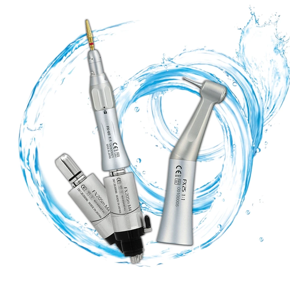 Dental Low Speed Handpiece Kit External Push Button Outer waterway  Contra Angle 2/4 Holes Air Motor Dental Equipment Supplies