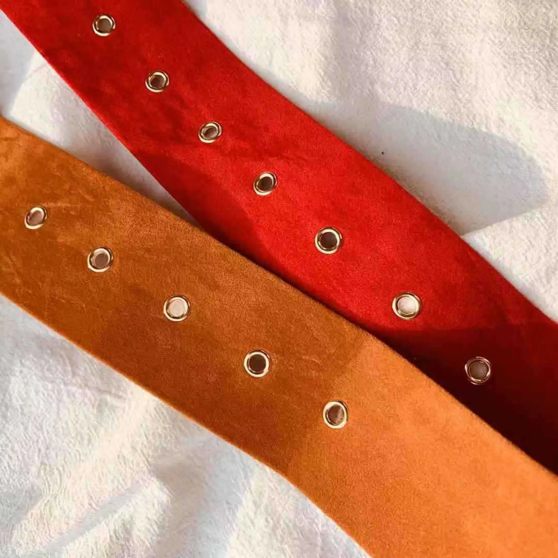 Women Long Soft Suede Belts Square Buckle  Autumn Winter Coat Belts Wild Style Waist Wrapped Flannel Vintage Eyelet Belts