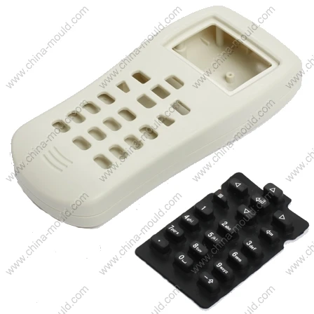 Plastic electronic hand-held enclosure with window and keypad