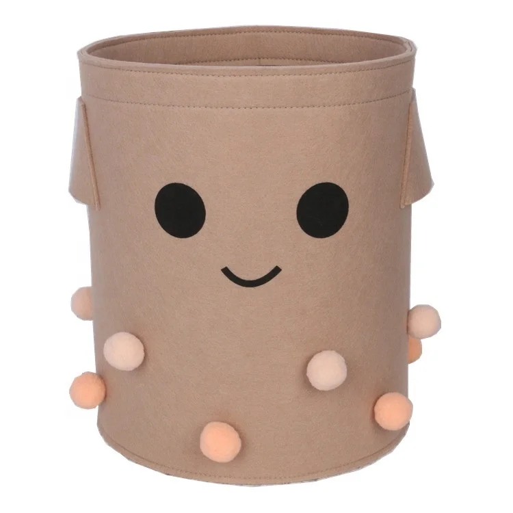 YUJIN Round Felt storage bucket with handles for toys