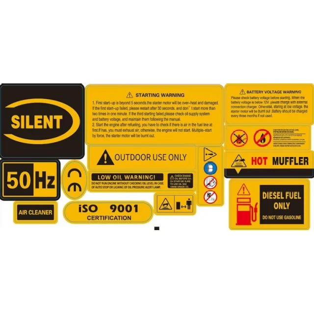stickers anti-UV generator sets electrical equipment machinery PVC safety warning labels