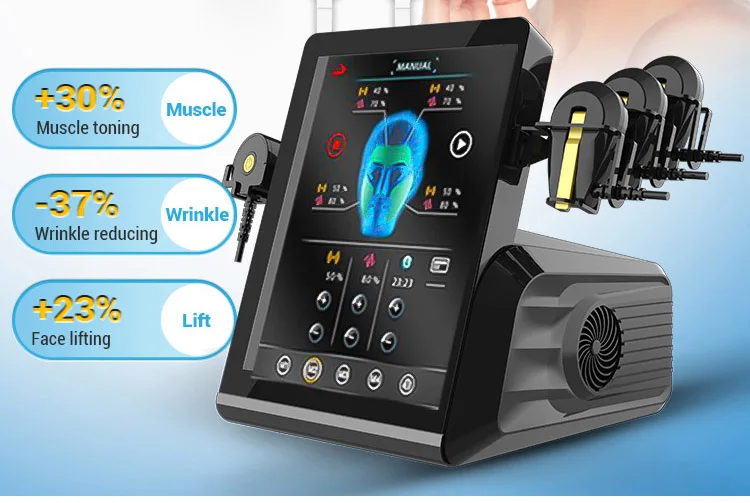 Third generation pe face ems facial machine emrf em rf face machine with 6 pads work together