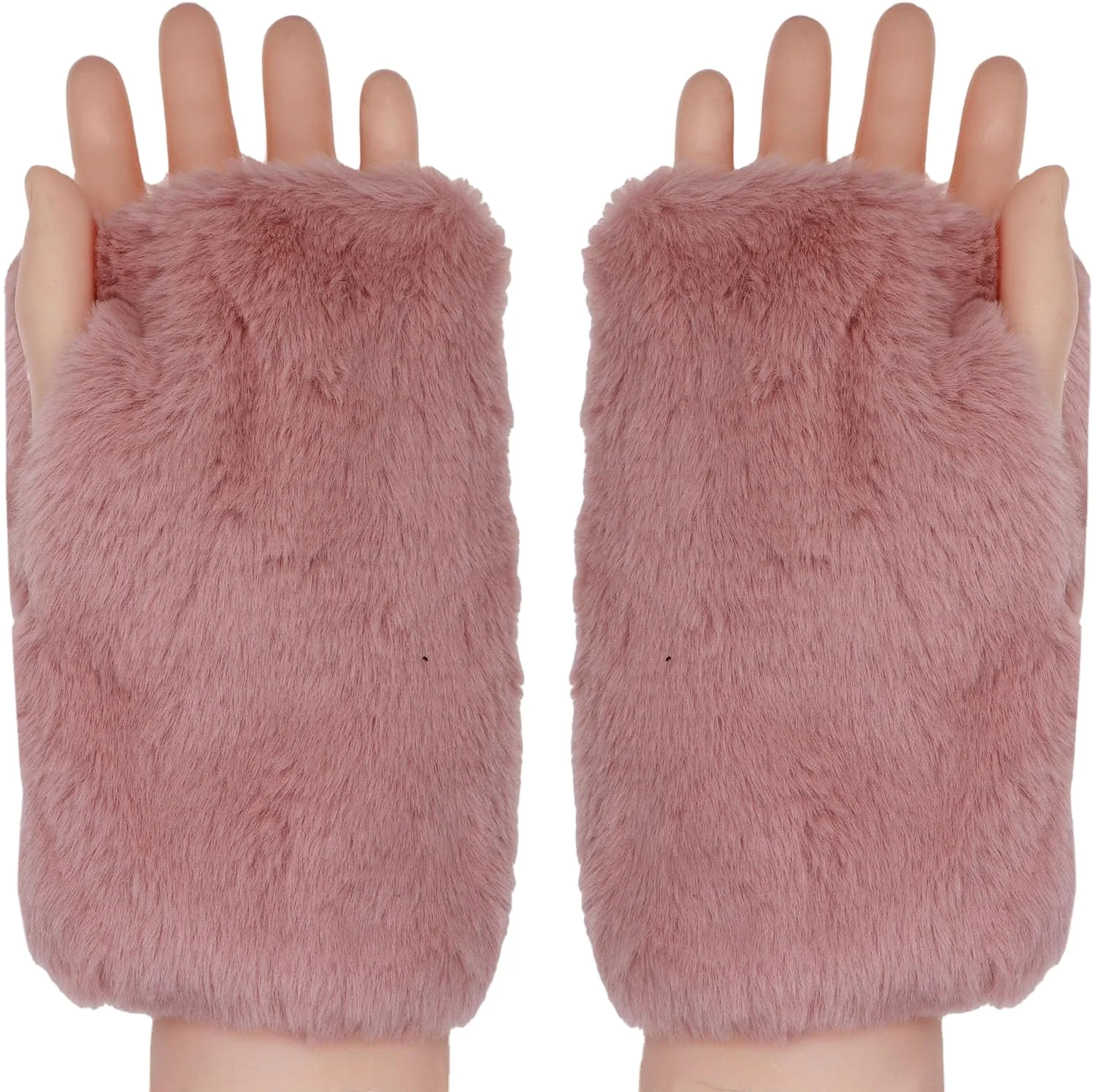 Faux Fur Arm Warmers Fingerless Gloves Velvet Women Winter Costume Party Costume