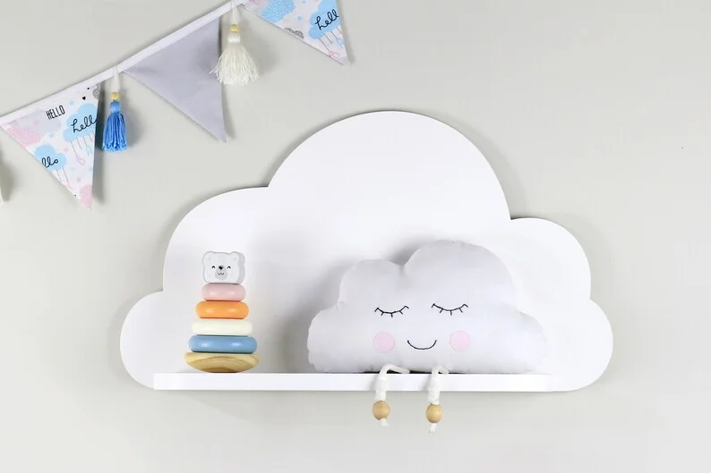 Wall Shelf Wooden Cloud Shelf Hanging Display Cloud Decor Cloud Shelf for Living Room Bathroom Bedroom