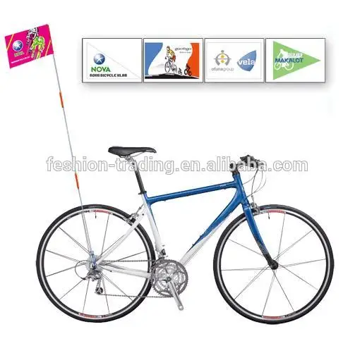 Personalized Design Bike Safety Flag Banner Triangle Bicycle Flag With Pole Advertising Orange Bike Flags