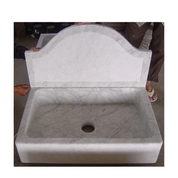 Белый мраморный камень cararra, кухонные раковины