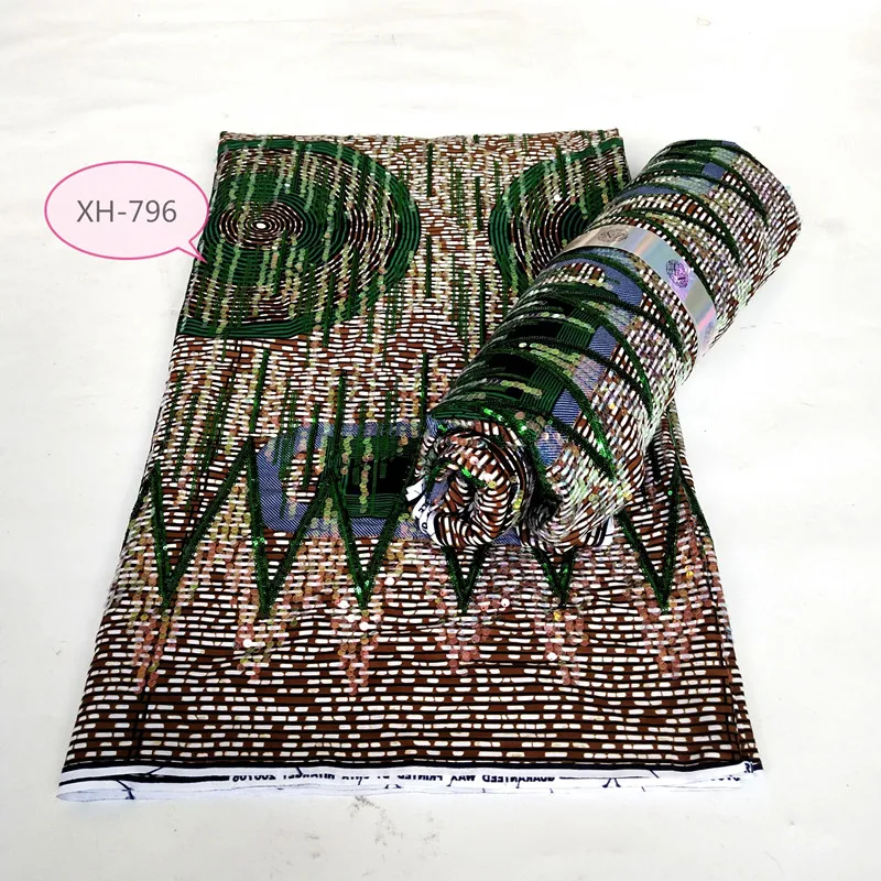 New African Full Sequins Wax Fabrics Nigeria Ankara Lace Printed Materials 6Yards/Pcs Sewing Dress