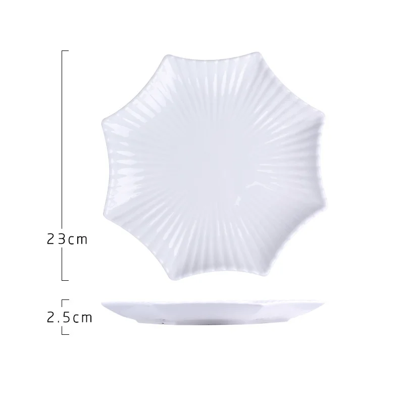 Savall HoReCa White ceramic tableware hot dishes Octagonal lotus leaf shape plate dishes  hotel restaurant creative