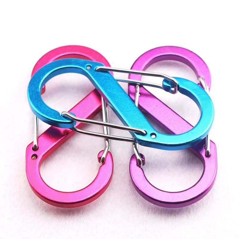 5cm Colorful Stock S Shape Carabiner Hook Mini Aluminum Carabiner Clip S Carabiner