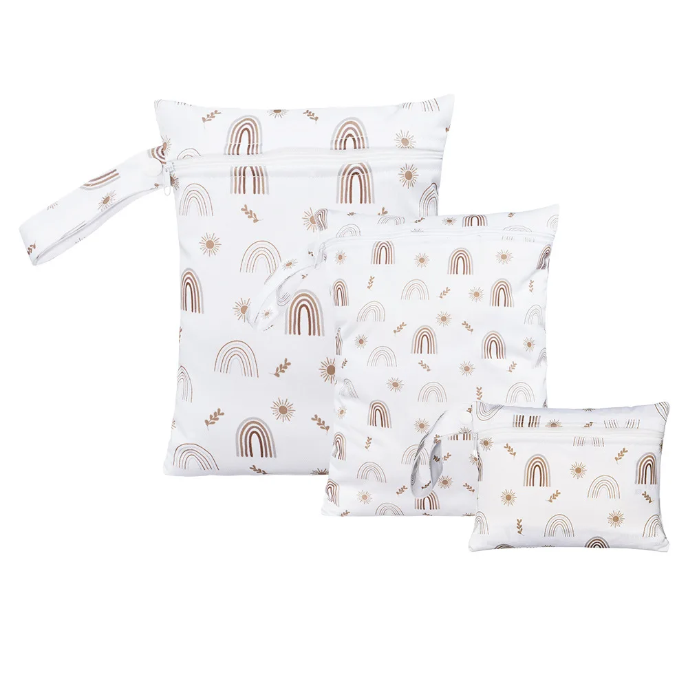 Custom Waterproof Printed Nappy Wet Bag Multi-purpose Baby Diaper Storage Bag Baby With Zipper Pockets Travel Bag