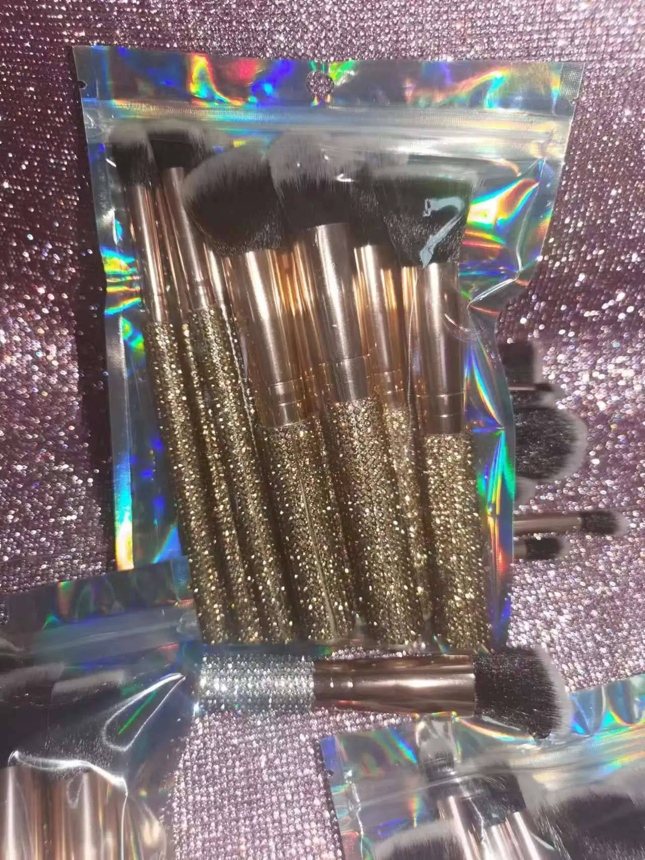 Wholesale Rhinestone Makeup Brushes Private Label Makeup Brush Set Bling Vendors