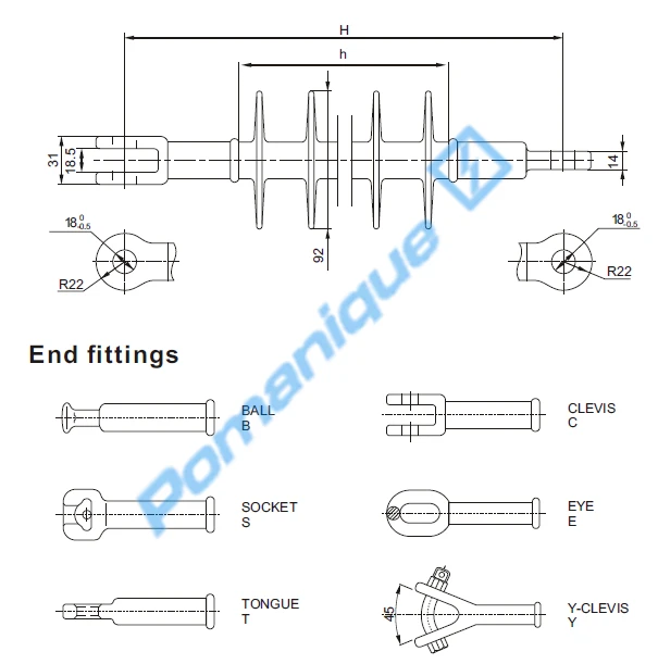 CDI-12/70kN  Strain Type Insulator Electrical Insulators Composite Polymer  KEMA