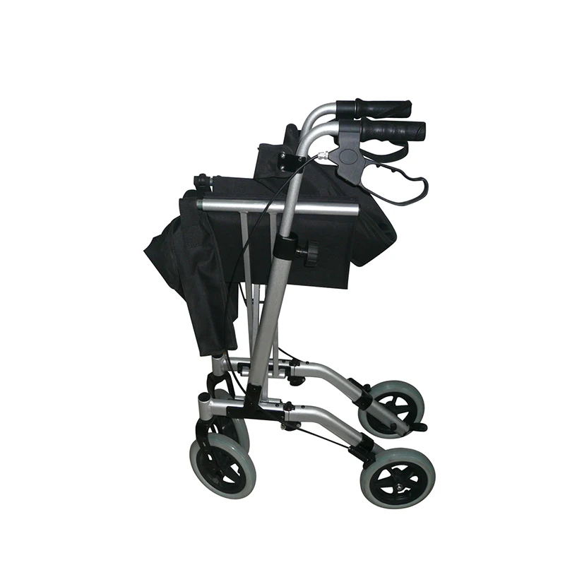 Disabled Elderly 4 Wheel Aluminum Foldable Shopping  Rollator Walker with Seat and Shopping Bag