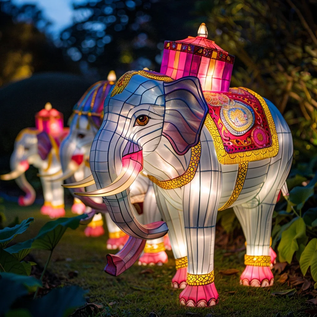 Zoo Animal Halloween Decorative Lighting Elephants Festive Waterproof Motif Traditional Silk Lanterns 60 IP65 Snowflake Led 6-12