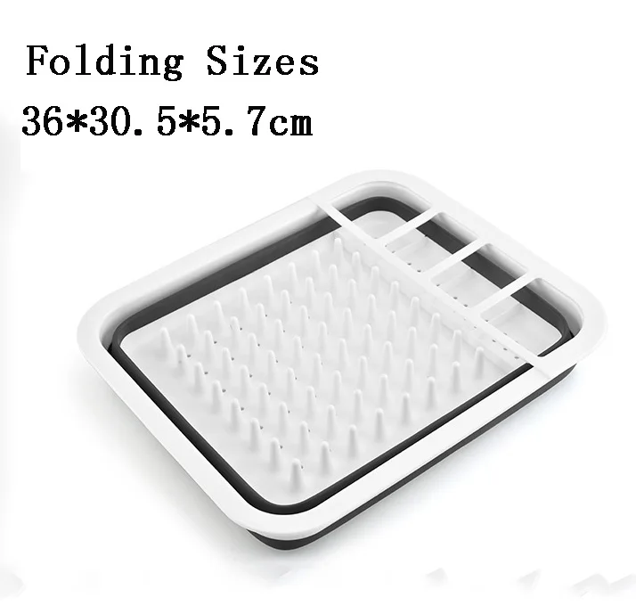 Wash folding silicone plastic rectangular double layer bowl foldable kitchen drain basket