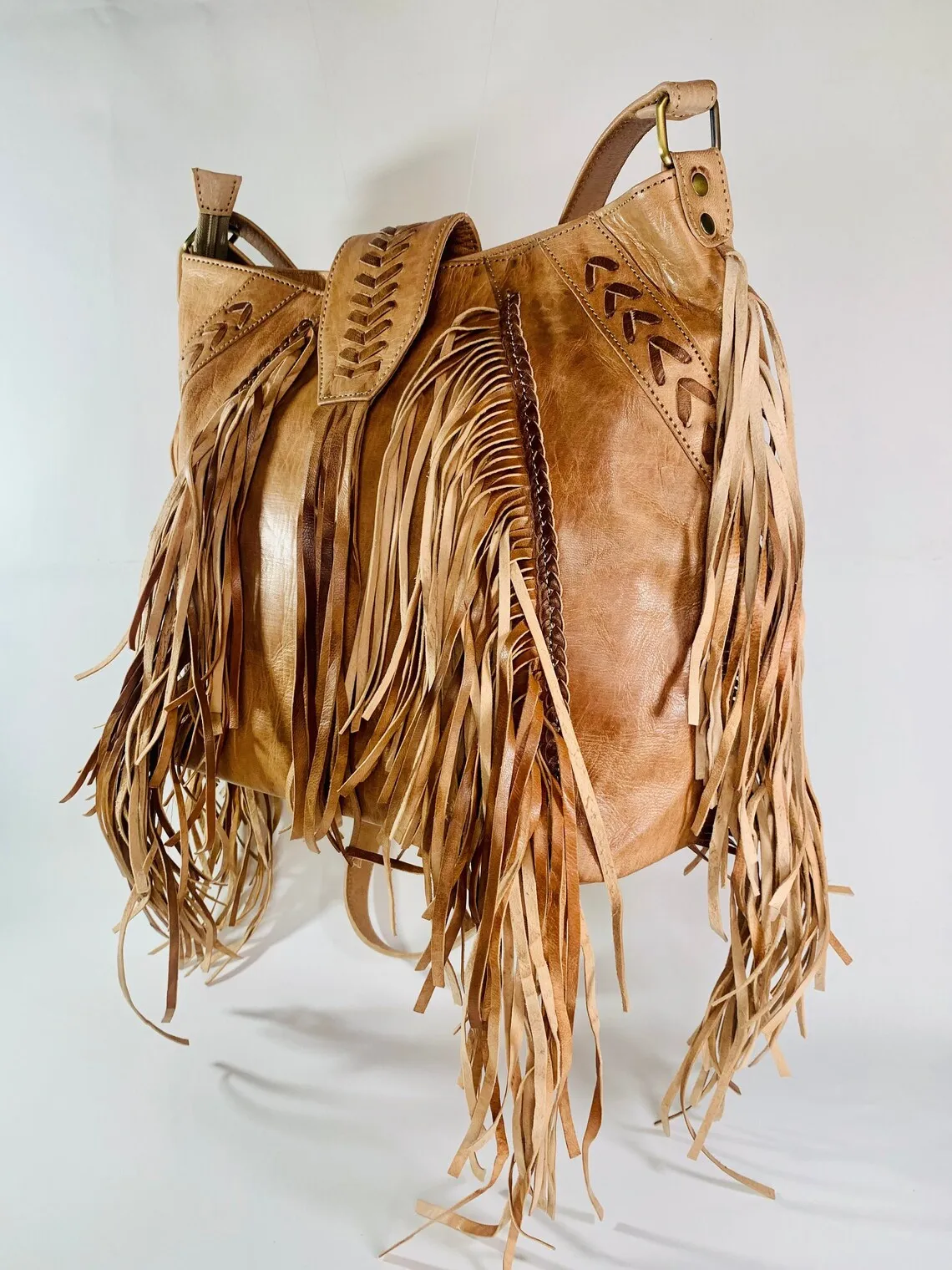 High Quality Boho Fringed Leather Shoulder Bag Crossbody Hippie Bag for Women Wholesale Manufacturer