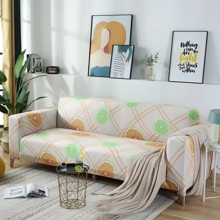 Новый дизайн, плотно облегающий современный простой чехол для дивана и стула с принтом лимона