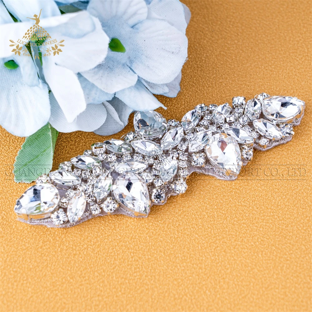 Стразы Кристалл конфеты платье Аксессуары Аппликация Серебряный мотив кристаллы для свадебного платья ремни