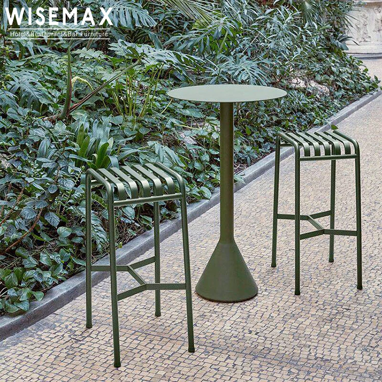 WISEMAX FURNITURE New design Modern outdoor garden patio leisure metal leg dining table and chairs set for restaurant