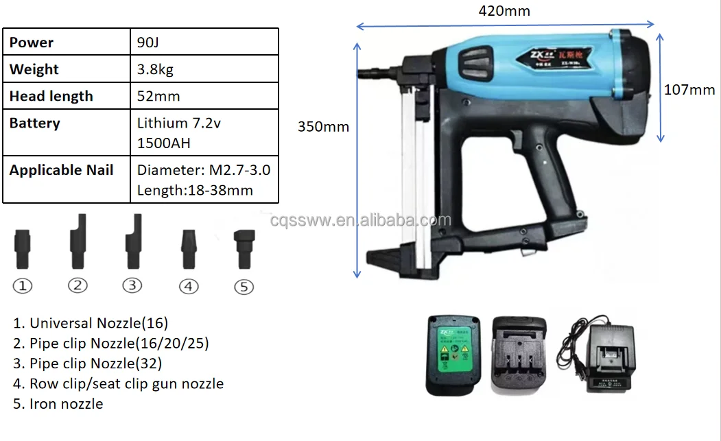 Быстрый и эффективный Электрический Аккумуляторный газовый гвоздевой стальной пневматический каркасный пистолет