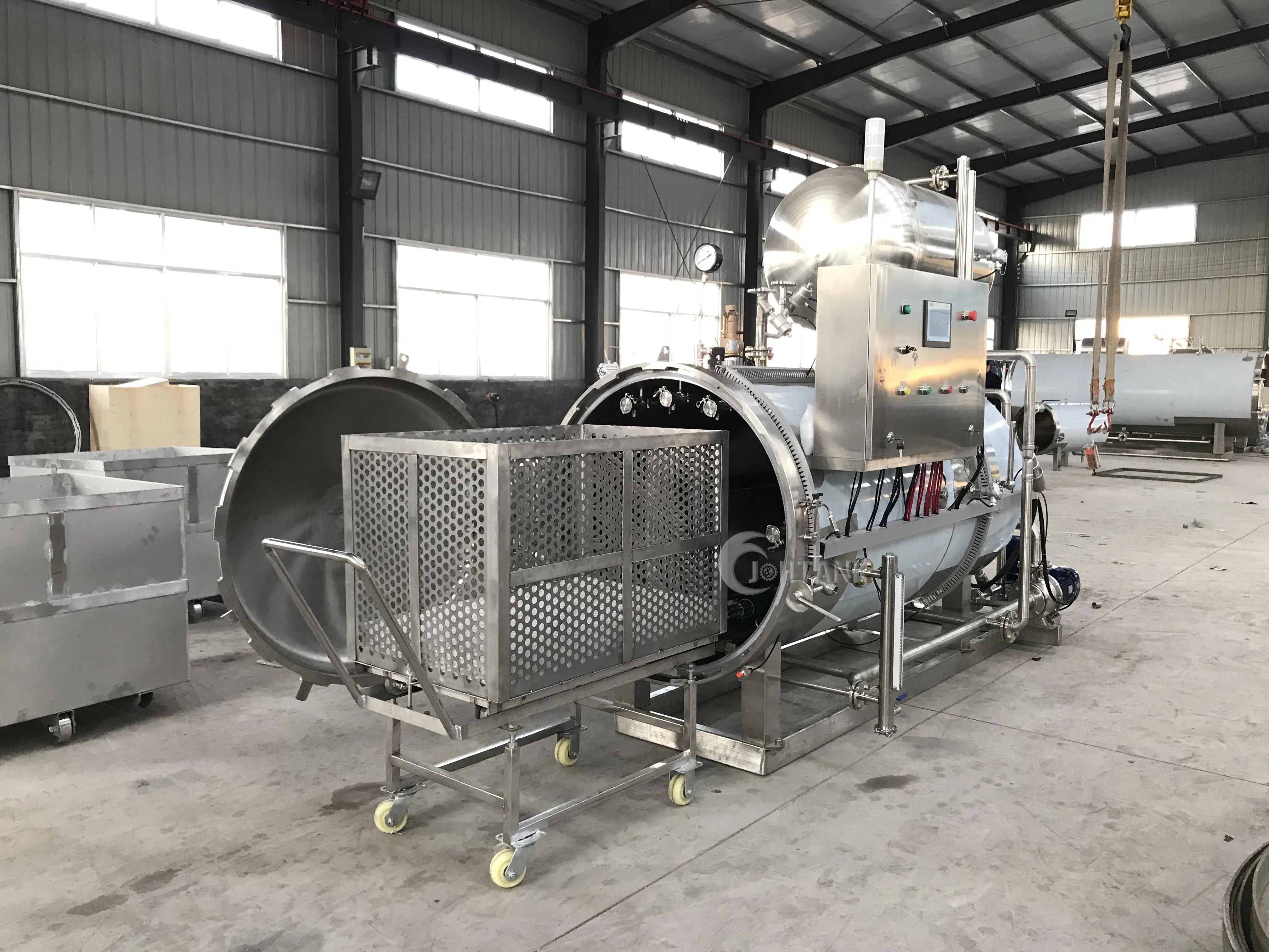 Steam and air  retort for pouches trays sterilization cascade retort