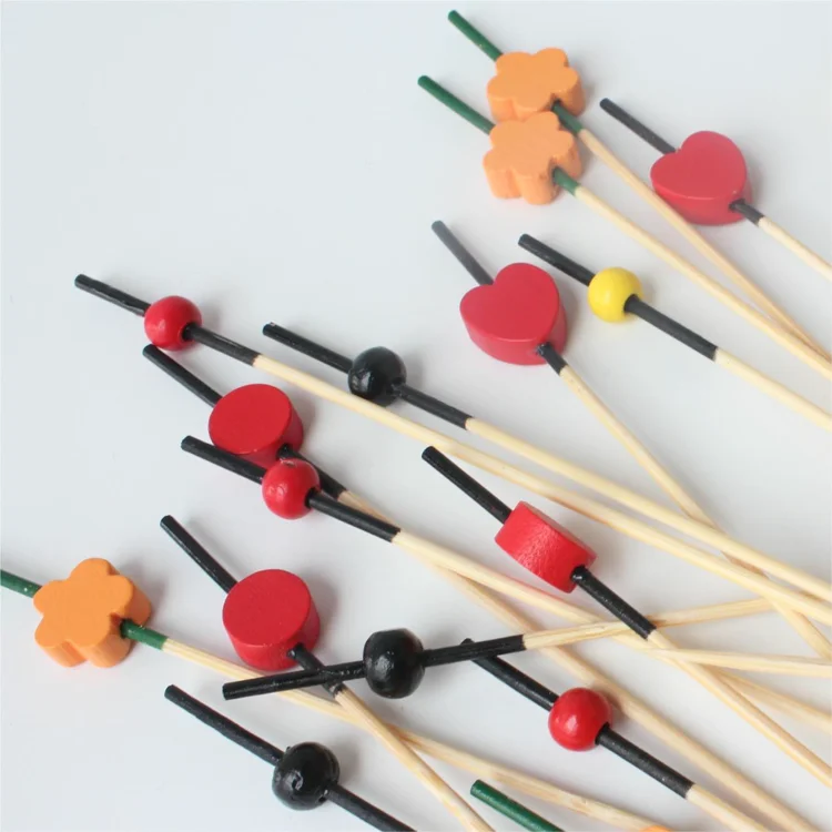 Jimao Red Bead Scissors String Customized Service Bamboo Toothpicks Packed In Colorful Plastic Tooth Pick Bottle
