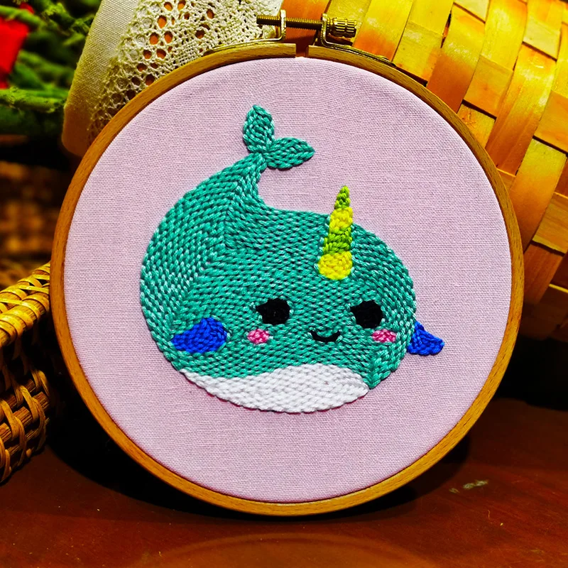 Adult DIY Craft Punch Needle Kit Easy for Adults Beginners Embroidery Hoop Instruction DIY Needle Punch Craft